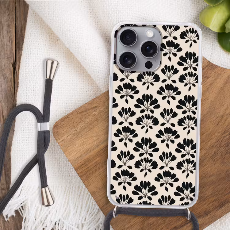 Abstract - Patroon - Zwart Hoesje iPhone 16 Pro Max met koord klein 804 -sfeer4