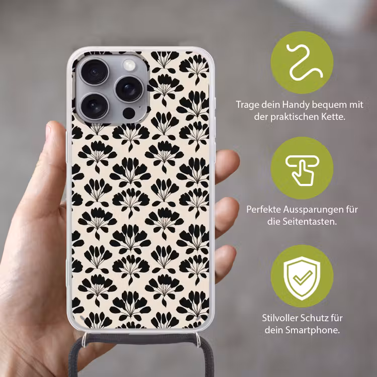 Abstract - Patroon - Zwart Hoesje iPhone 16 Pro Max met koord klein 804 -sfeer2_DE