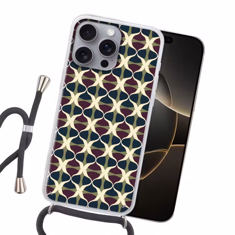 Abstract - Retro - Kleurrijk Hoesje iPhone 16 Pro Max met koord klein 804 -sfeer1