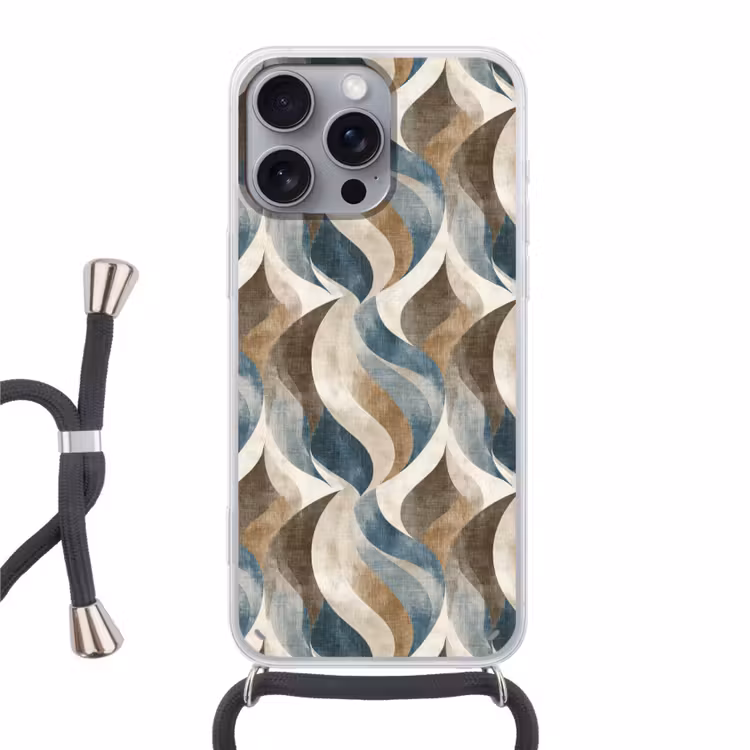 Abstract - Golven - Kleurrijk Hoesje iPhone 16 Pro Max met koord klein 804 -3d