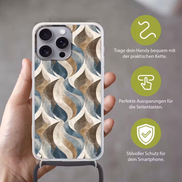 Abstract - Golven - Kleurrijk Hoesje iPhone 16 Pro Max met koord klein 804 -sfeer2_DE