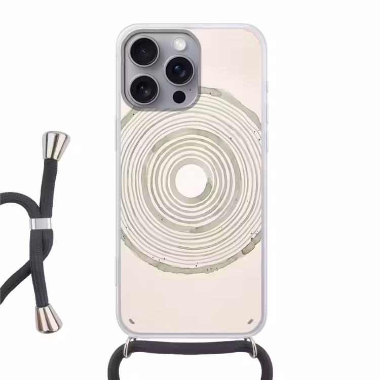Abstractie - Cirkels - Waterverf - Groen - Modern Hoesje iPhone 16 Pro Max met koord klein -3d