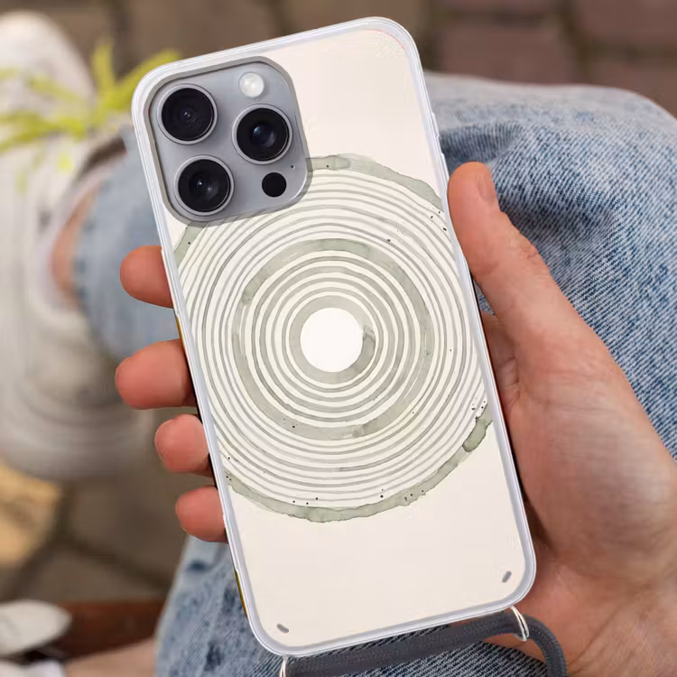 Abstractie - Cirkels - Waterverf - Groen - Modern Hoesje iPhone 16 Pro Max met koord klein -sfeer3