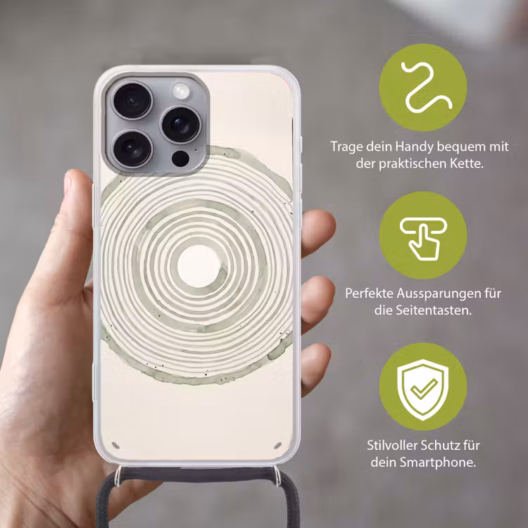 Abstractie - Cirkels - Waterverf - Groen - Modern Hoesje iPhone 16 Pro Max met koord klein -sfeer2_DE