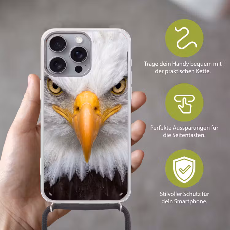 Amerikaans - Zeearend - Portret - Geel Hoesje iPhone 16 Pro Max met koord klein -sfeer2_DE