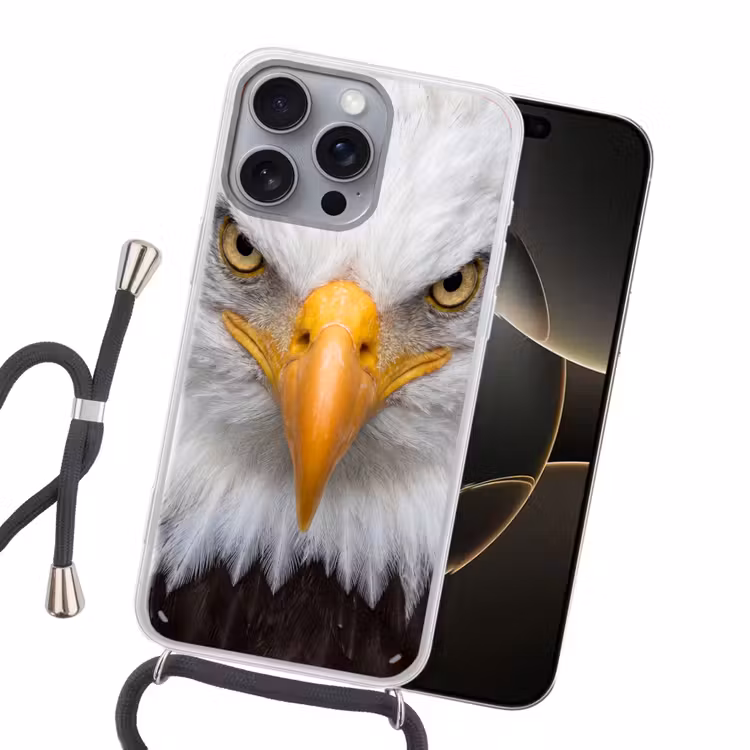 Amerikaans - Zeearend - Portret - Geel Hoesje iPhone 16 Pro Max met koord klein -sfeer1