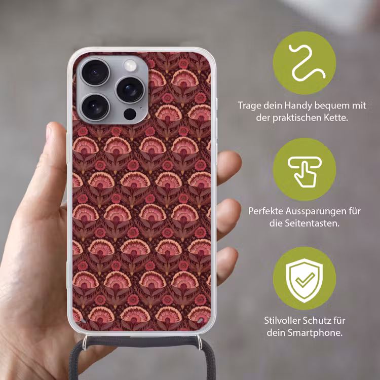 Antiek - Bloemen - Kleurrijk Hoesje iPhone 16 Pro Max met koord klein 804 -sfeer2_DE