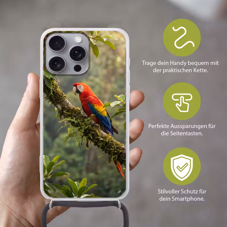 Ara - Jungle - Rood Hoesje iPhone 16 Pro Max met koord klein -sfeer2_DE