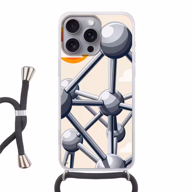 Architectuur - Geometrie - Stad - Modern - Grijs Hoesje iPhone 16 Pro Max met koord klein -3d