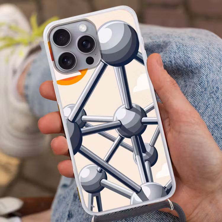 Architectuur - Geometrie - Stad - Modern - Grijs Hoesje iPhone 16 Pro Max met koord klein -sfeer3