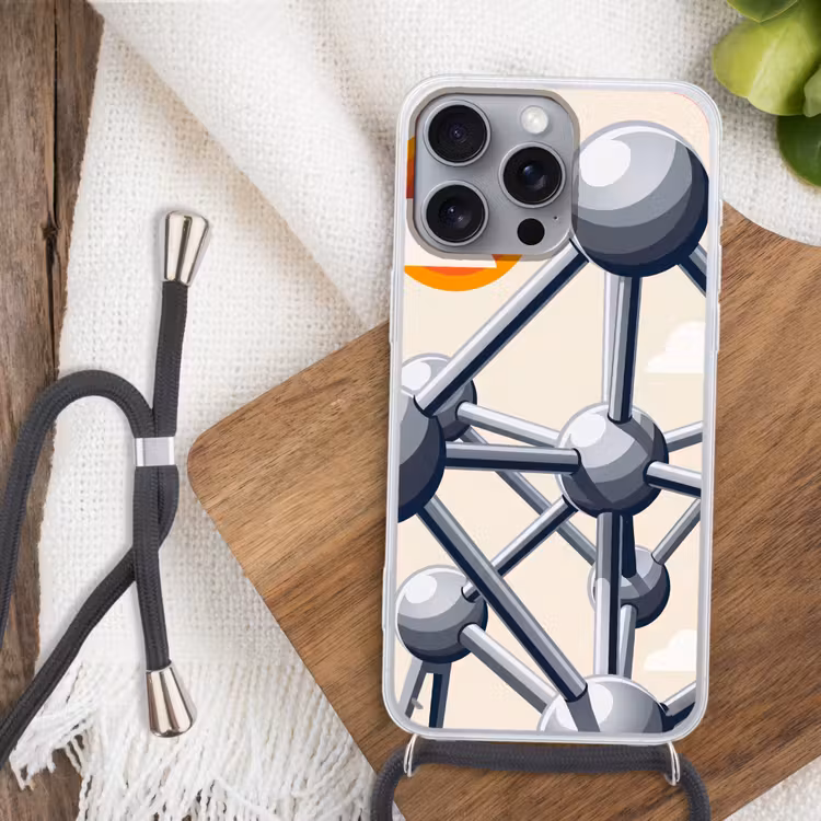 Architectuur - Geometrie - Stad - Modern - Grijs Hoesje iPhone 16 Pro Max met koord klein -sfeer4