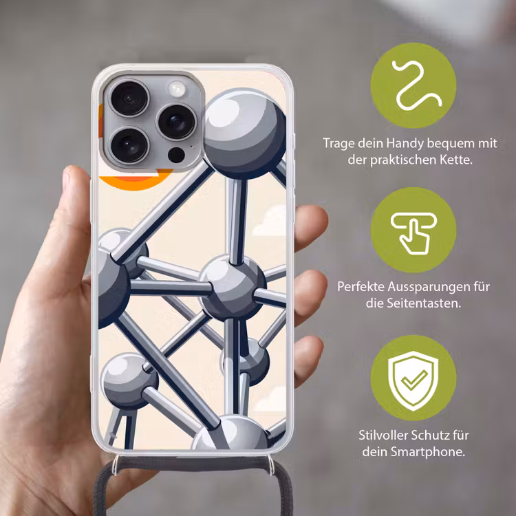 Architectuur - Geometrie - Stad - Modern - Grijs Hoesje iPhone 16 Pro Max met koord klein -sfeer2_DE
