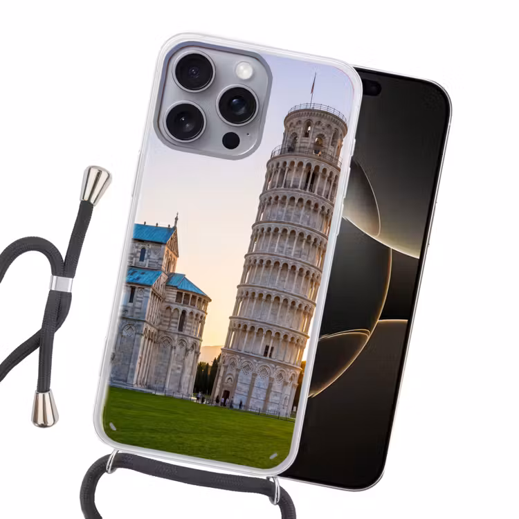 Architectuur - Toren - Pisa - Italië - Zonsondergang Hoesje iPhone 16 Pro Max met koord klein -sfeer1