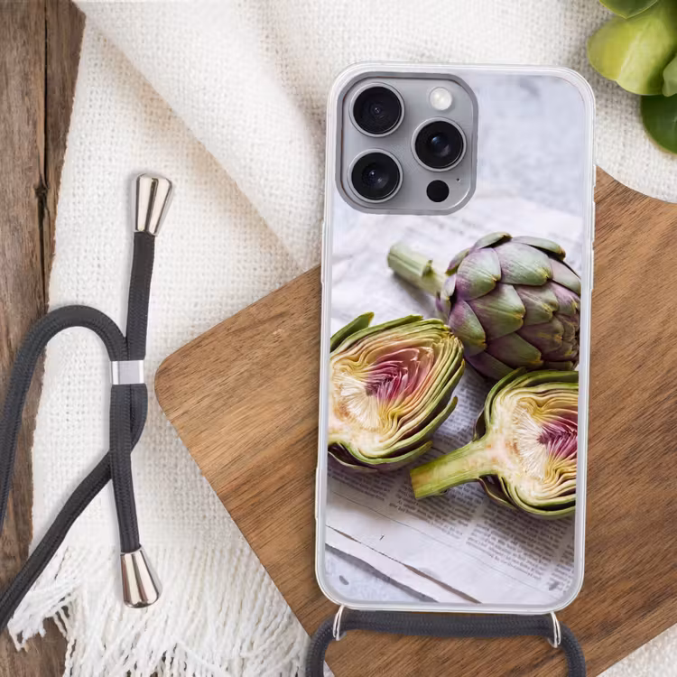 Handyhülle mit Band - Artischocke – aufgeschnitten – Essen - Artisjok - Doorgesneden - Eten Hoesje iPhone 16 Pro Max met koord klein