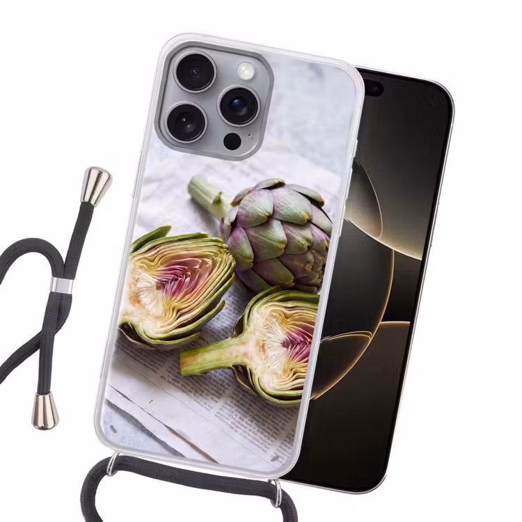 Handyhülle mit Band - Artischocke – aufgeschnitten – Essen - Artisjok - Doorgesneden - Eten Hoesje iPhone 16 Pro Max met koord klein