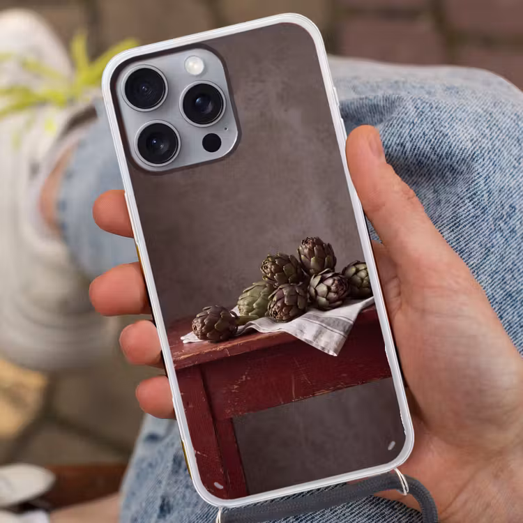 Handyhülle mit Band - Artischocke – Essen – Rustikal - Artisjok - Eten - Rustiek Hoesje iPhone 16 Pro Max met koord klein