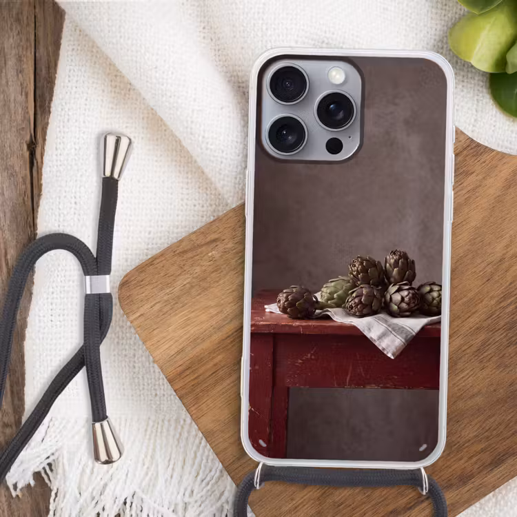 Handyhülle mit Band - Artischocke – Essen – Rustikal - Artisjok - Eten - Rustiek Hoesje iPhone 16 Pro Max met koord klein