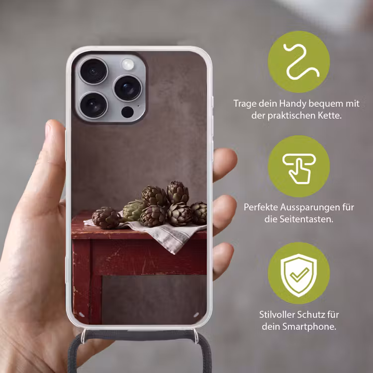 Handyhülle mit Band - Artischocke – Essen – Rustikal - Artisjok - Eten - Rustiek Hoesje iPhone 16 Pro Max met koord klein
