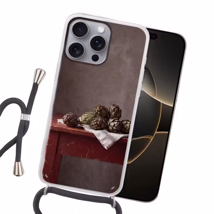 Handyhülle mit Band - Artischocke – Essen – Rustikal - Artisjok - Eten - Rustiek Hoesje iPhone 16 Pro Max met koord klein