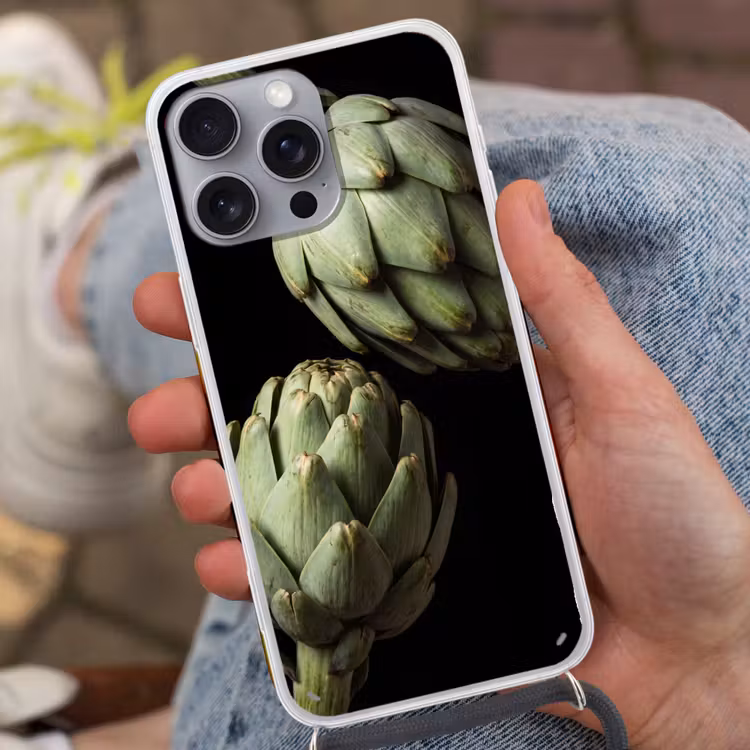 Handyhülle mit Band - Artischocke – Grün – Essen - Artisjok - Groen - Eten Hoesje iPhone 16 Pro Max met koord klein