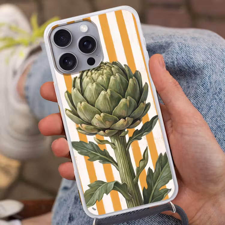 Handyhülle mit Band - Artischocke – Modern – Gemüse - Artisjok - Modern - Groente Hoesje iPhone 16 Pro Max met koord klein