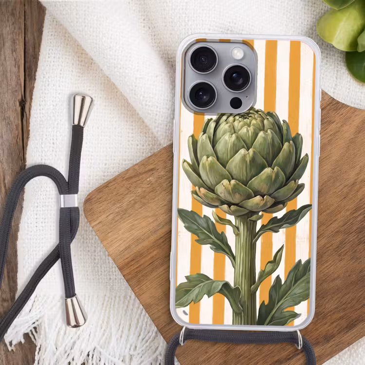 Handyhülle mit Band - Artischocke – Modern – Gemüse - Artisjok - Modern - Groente Hoesje iPhone 16 Pro Max met koord klein