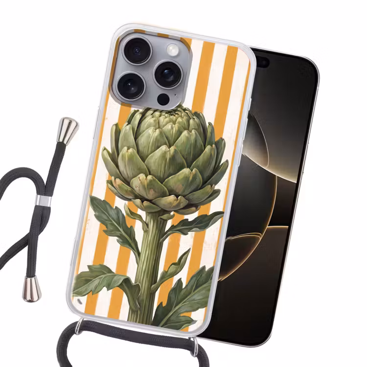 Handyhülle mit Band - Artischocke – Modern – Gemüse - Artisjok - Modern - Groente Hoesje iPhone 16 Pro Max met koord klein
