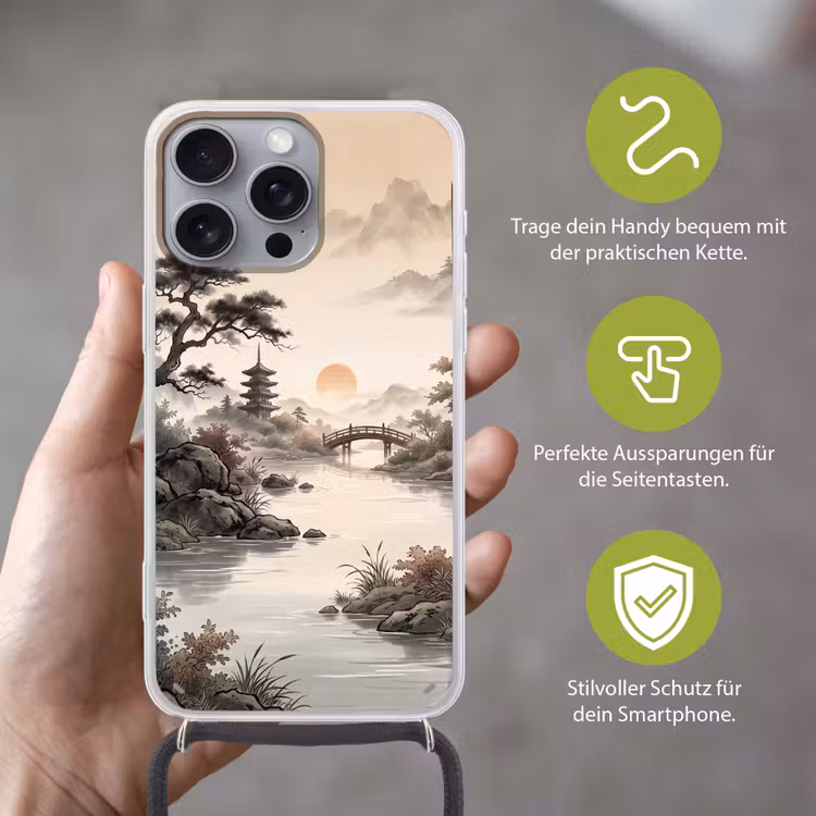 Azië - Landschap - Kleurrijk Hoesje iPhone 16 Pro Max met koord klein -sfeer2_DE