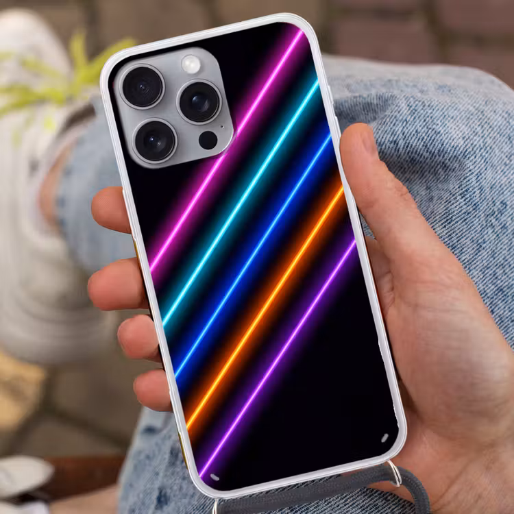 Esthetiek - Retro - Neon Hoesje iPhone 16 Pro Max met koord klein -sfeer3