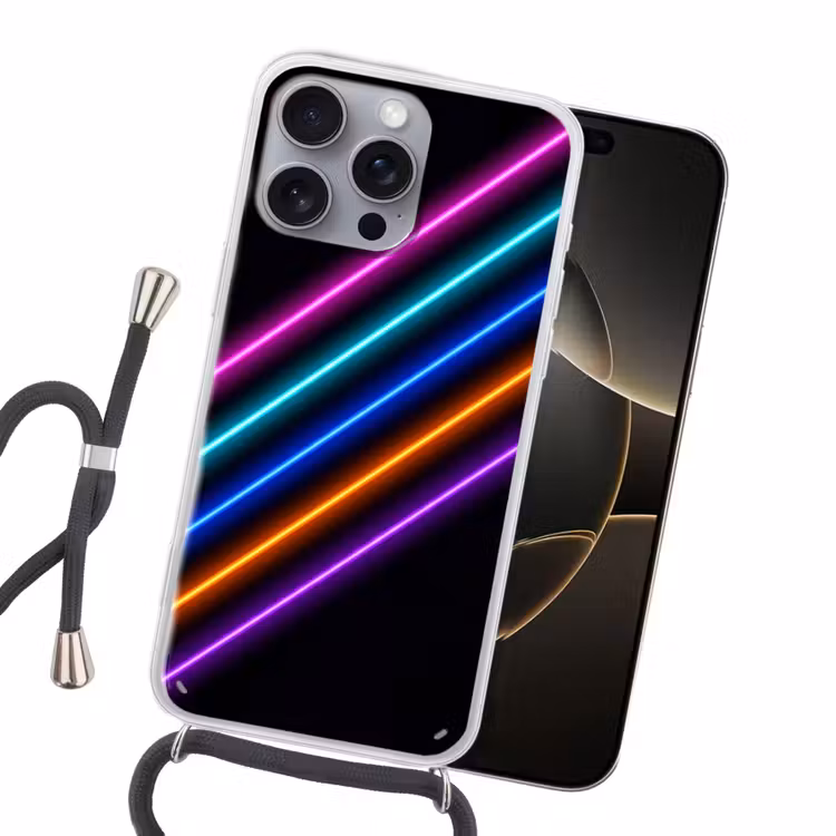 Esthetiek - Retro - Neon Hoesje iPhone 16 Pro Max met koord klein -sfeer1