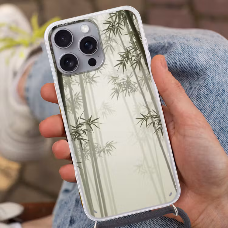 Bamboe - Bos - Mist - Natuur Hoesje iPhone 16 Pro Max met koord klein -sfeer3