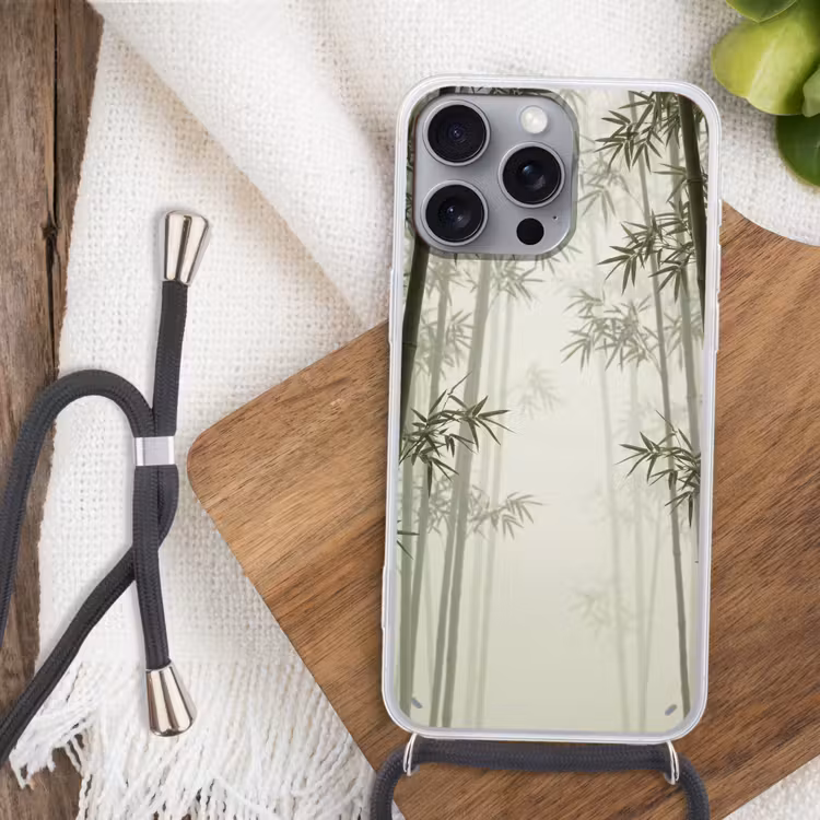 Bamboe - Bos - Mist - Natuur Hoesje iPhone 16 Pro Max met koord klein -sfeer4
