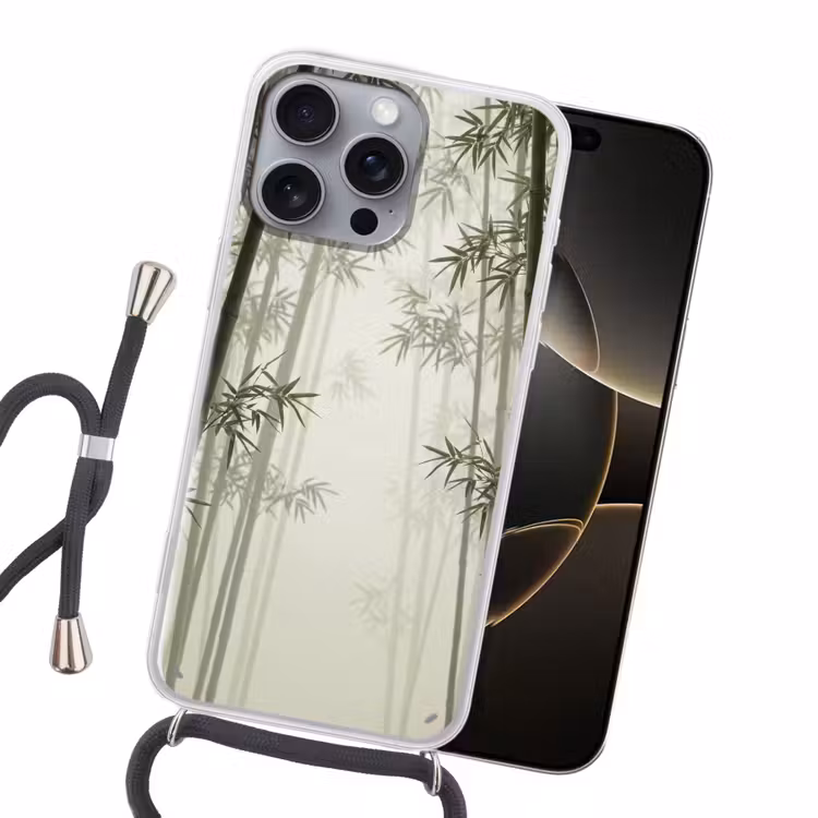Bamboe - Bos - Mist - Natuur Hoesje iPhone 16 Pro Max met koord klein -sfeer1
