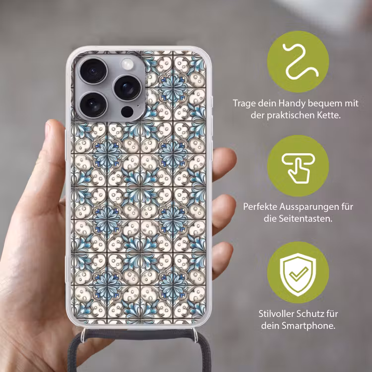 Barok - Tegel - Kleurrijk Hoesje iPhone 16 Pro Max met koord klein 804 -sfeer2_DE