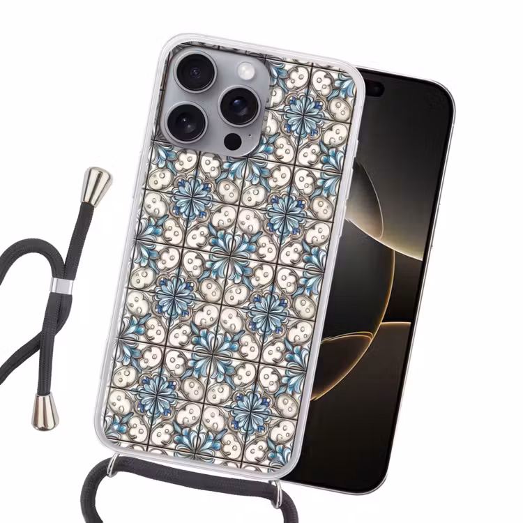 Barok - Tegel - Kleurrijk Hoesje iPhone 16 Pro Max met koord klein 804 -sfeer1