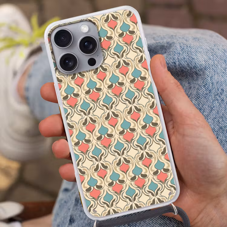Barok - Retro - Kleurrijk Hoesje iPhone 16 Pro Max met koord klein 804 -sfeer3