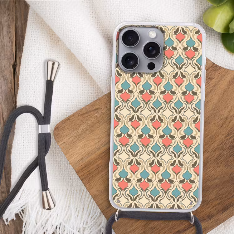 Barok - Retro - Kleurrijk Hoesje iPhone 16 Pro Max met koord klein 804 -sfeer4