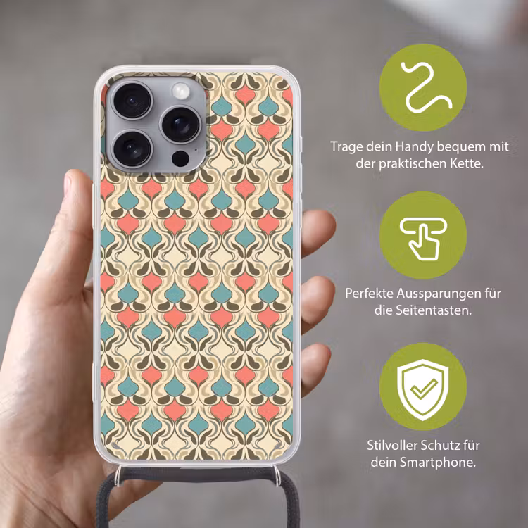 Barok - Retro - Kleurrijk Hoesje iPhone 16 Pro Max met koord klein 804 -sfeer2_DE