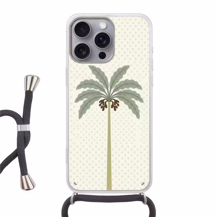 Boom - Bladeren - Groen - Decoratief - Beige Hoesje iPhone 16 Pro Max met koord klein -3d