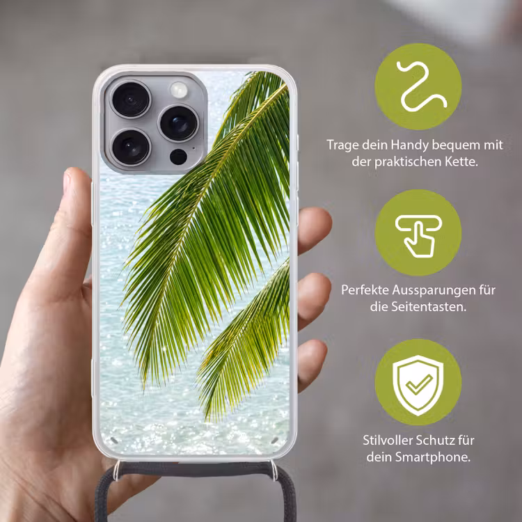 Boom - Bladeren - Water - Tropisch - Groen Hoesje iPhone 16 Pro Max met koord klein -sfeer2_DE