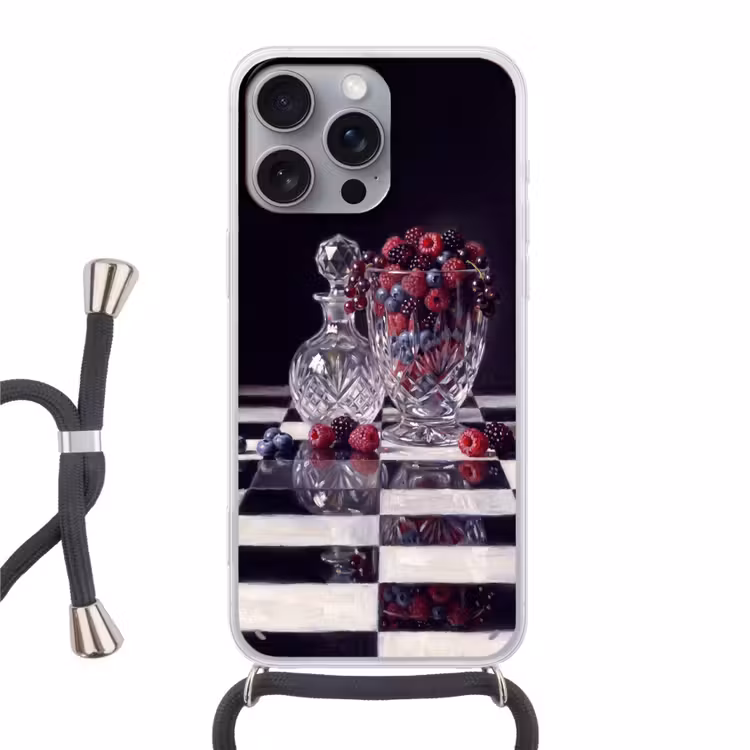 Handyhülle mit Band - Beeren – Kristall – Stillleben - Bessen - Kristal - Stilleven Hoesje iPhone 16 Pro Max met koord klein
