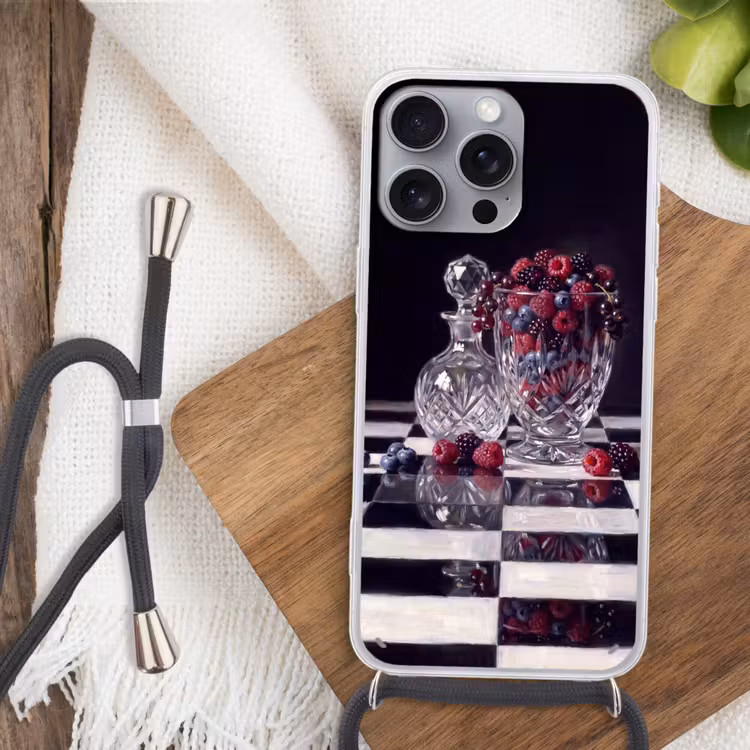 Handyhülle mit Band - Beeren – Kristall – Stillleben - Bessen - Kristal - Stilleven Hoesje iPhone 16 Pro Max met koord klein