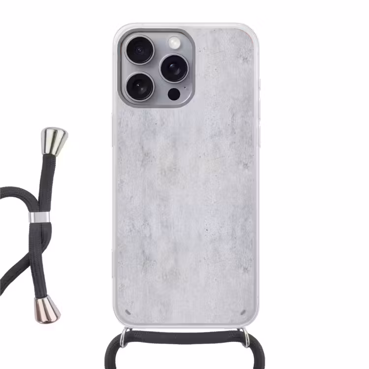 Beton - Textuur - Achtergrond - Grijs - Industrieel Hoesje iPhone 16 Pro Max met koord klein -3d