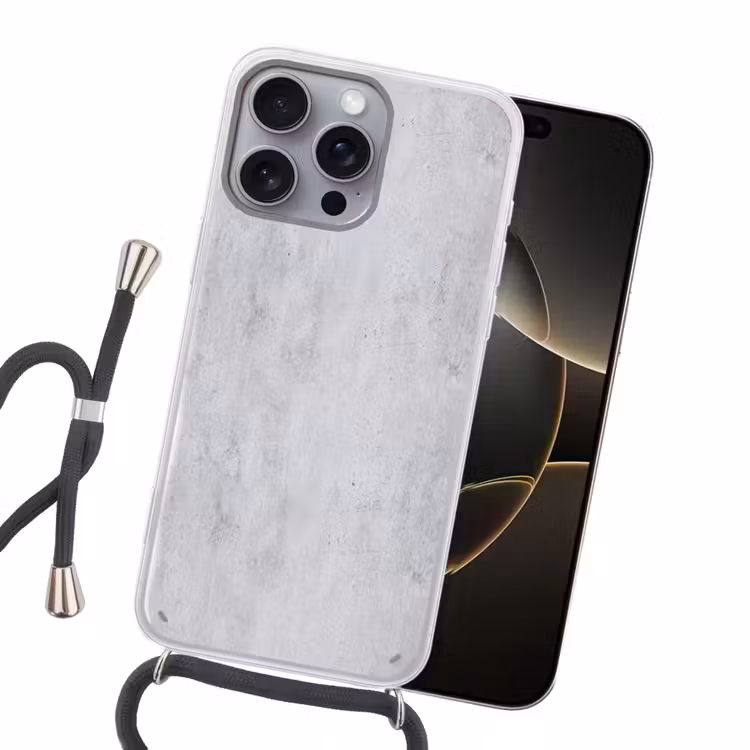 Beton - Textuur - Achtergrond - Grijs - Industrieel Hoesje iPhone 16 Pro Max met koord klein -sfeer1