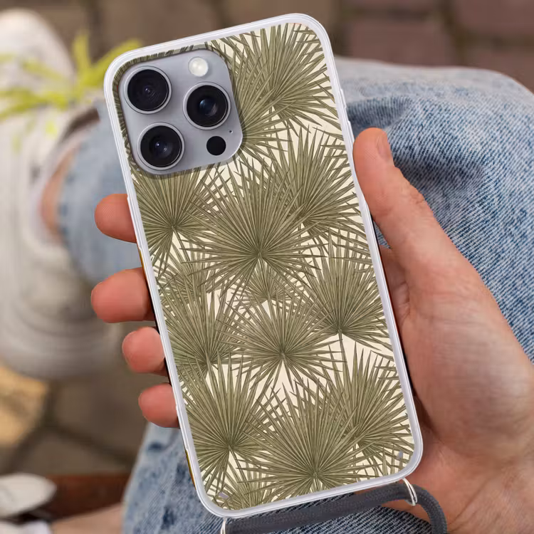 Blad - Tropisch - Patroon - Natuur - Groen Hoesje iPhone 16 Pro Max met koord klein -sfeer3