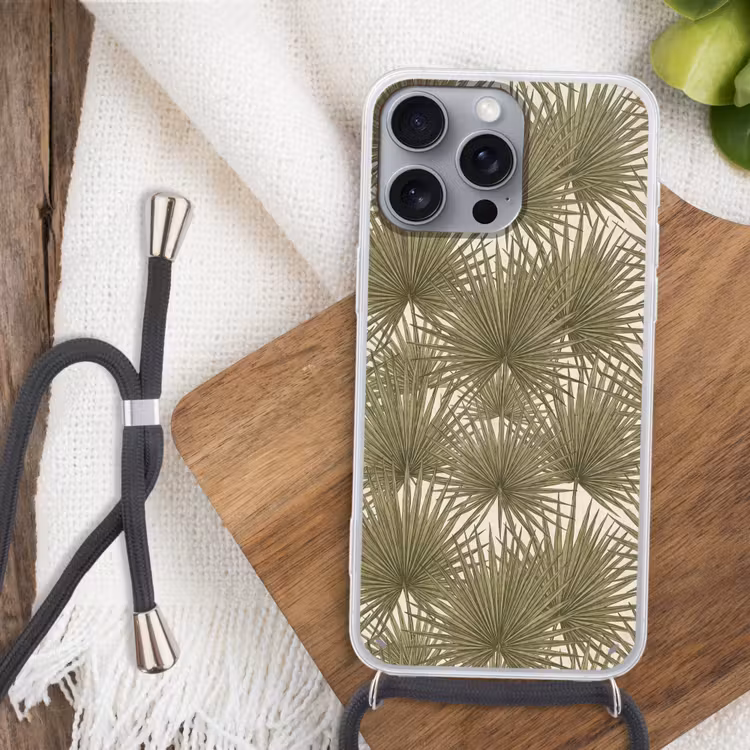 Blad - Tropisch - Patroon - Natuur - Groen Hoesje iPhone 16 Pro Max met koord klein -sfeer4