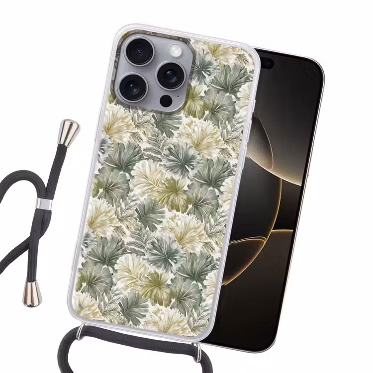 Bladeren - Botanisch - Groen Hoesje iPhone 16 Pro Max met koord klein 804 -sfeer1