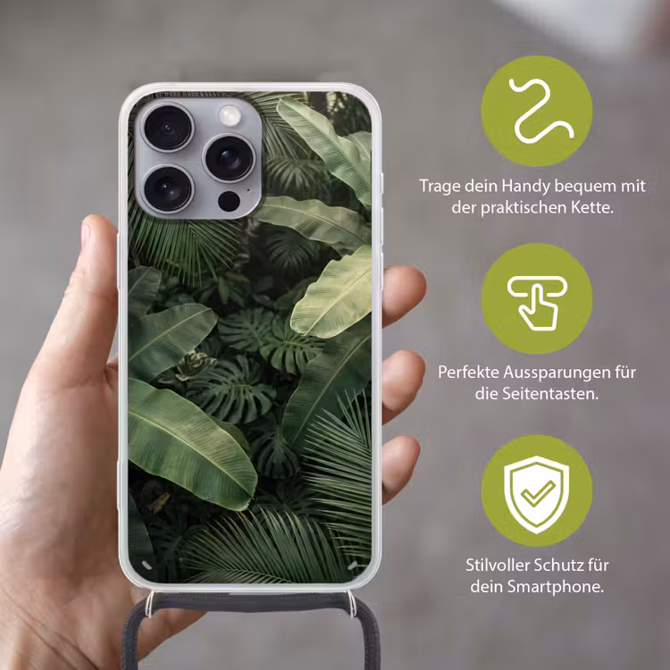 Bladeren - Groen - Tropisch - Natuur Hoesje iPhone 16 Pro Max met koord klein -sfeer2_DE