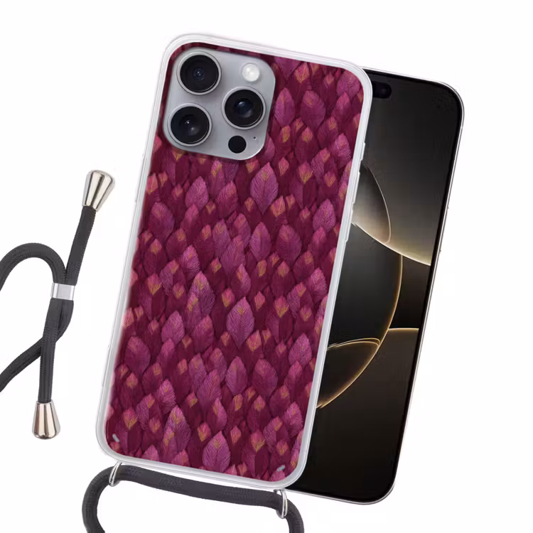 Bladeren - Patroon - Burgundy Hoesje iPhone 16 Pro Max met koord klein 804 -sfeer1