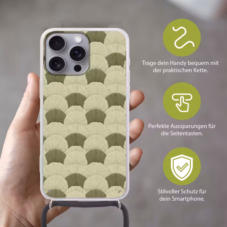 Bladeren - Structuur - Groen Hoesje iPhone 16 Pro Max met koord klein 804 -sfeer2_DE